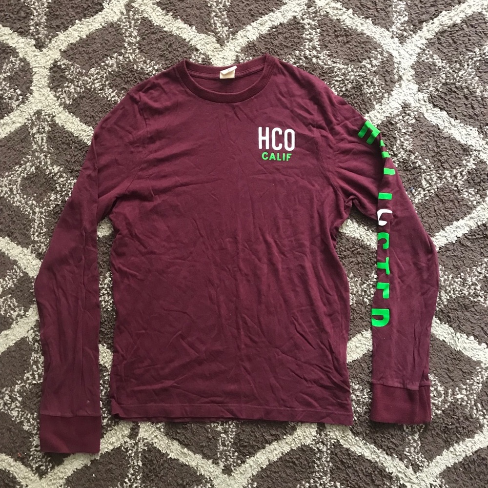Hollister California Burgundy/Green Long Sleeve XL